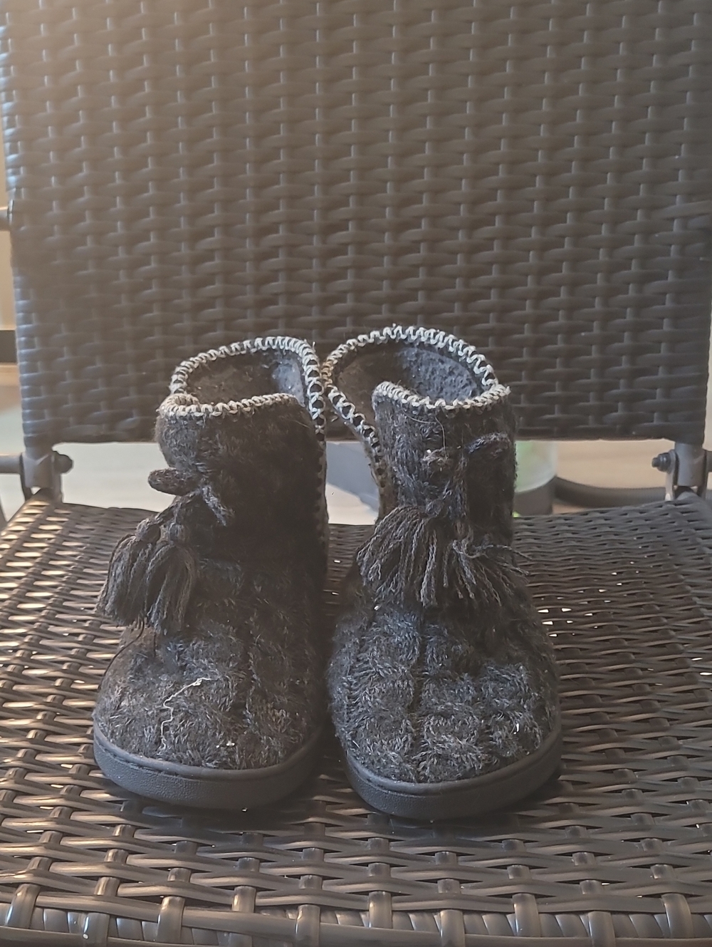 Muk Luks Black Knit Tassel Booties